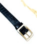 Imagen de Cinto de Cuero Negro Croco  Hebilla Rectangular