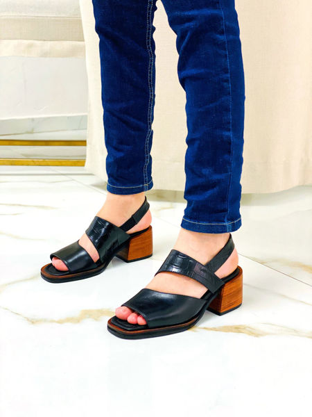 Imagen de Sandalia Perkin Negro Croco Milano
