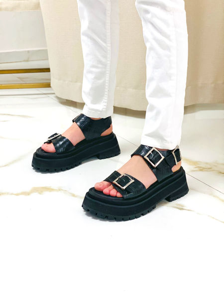 Imagen de Sandalia Gibson Negro Croco