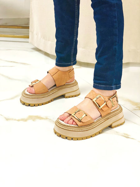 Imagen de Sandalia Gibson Nude Croco Nobuck