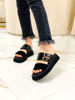 Imagen de Sandalia Whoopi Negro Gamuza Charol