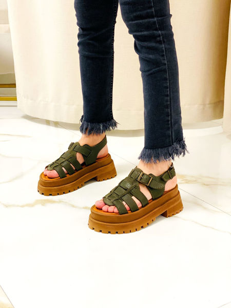Imagen de Sandalia Hanks Verde Flouter Gamuza