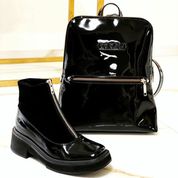 Imagen de Bota Krum Negro Charol Nobuck