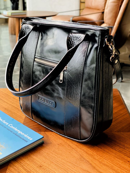 Imagen de Cartera Bilbo Negro Milano Lagarto