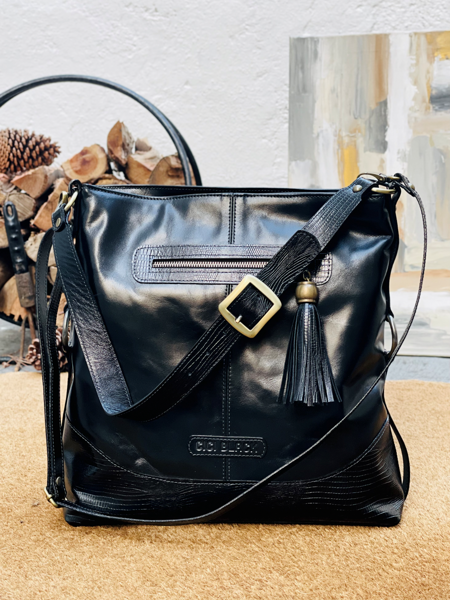 Imagen de Cartera Serena Negro Milano Lagarto