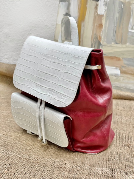 Imagen de Mochila Leighton Bordo y Blanco Croco