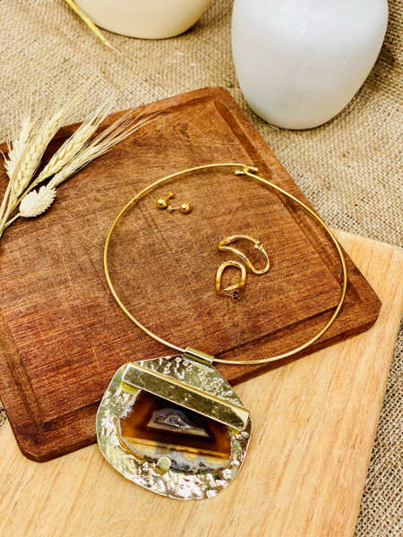 Imagen de Collar de Piedra Turin Choco