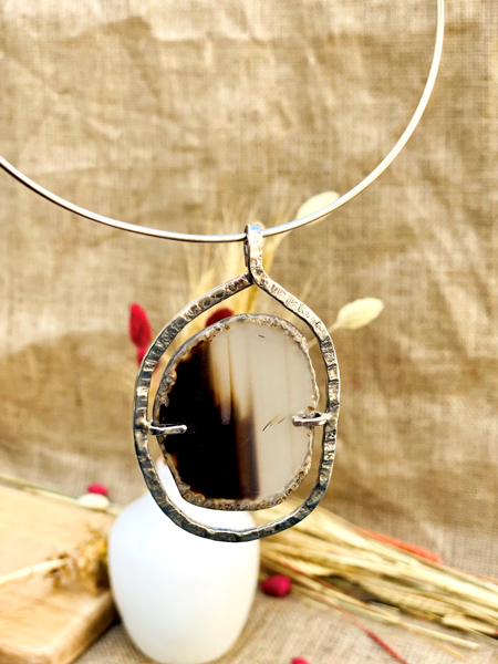 Imagen de Collar de Piedra Varenna Negro y Blanco