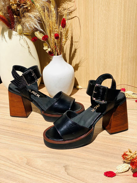 Imagen de Sandalia Verona Negro Lagarto Milano