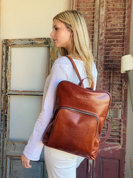 Imagen de Mochila Bouman XL Whisky Milano Lagarto
