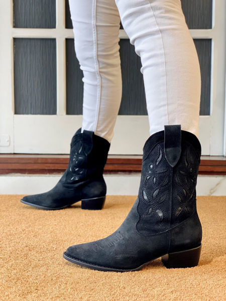 Imagen de Bota Texana Luxemburgo Negro Nobuck